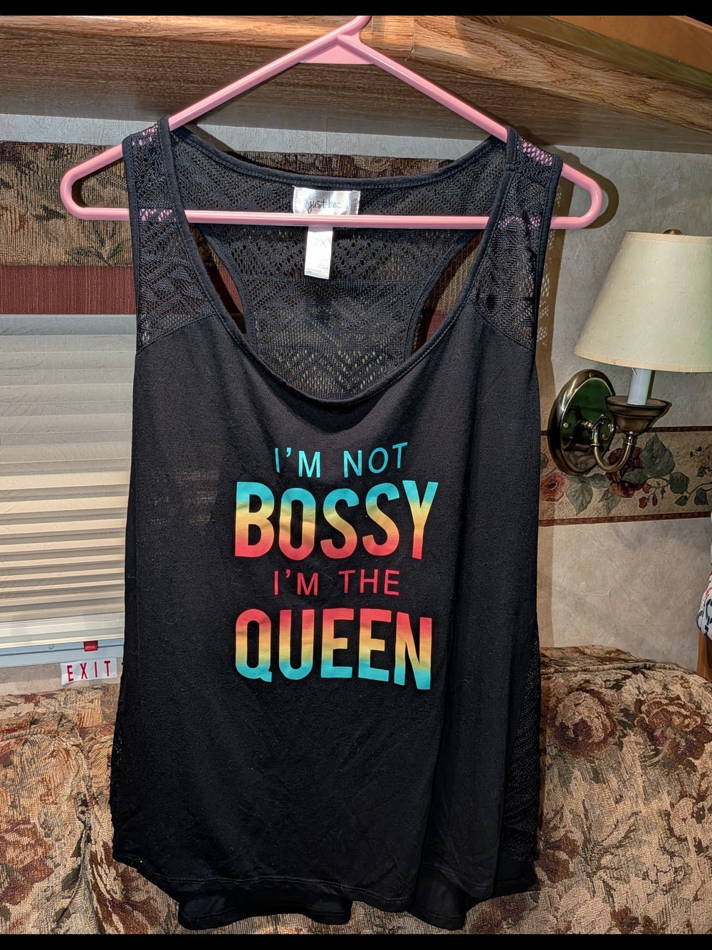 Just Be Black Tank with Rainbow Gradient 'I'm Not Bossy I'm The Queen'